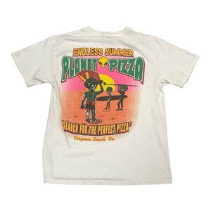 Vintage Youth Medium T Shirt Planet Pizza Virginia Beach VA Alien Space Summer